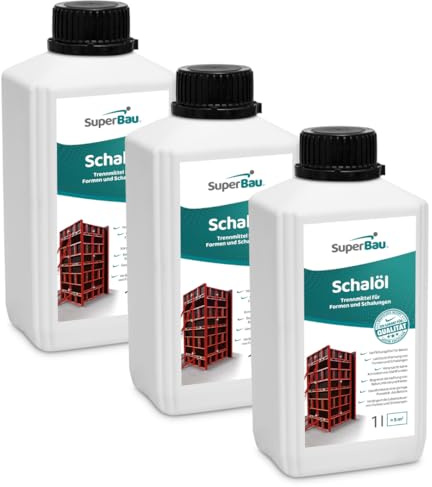 Superbau Schalöl 3L (≈15m²) Trennmittel Beton, Schalungsöl für Formen und Schalungen aus Metall, Holz, OSB-Platten Kunststoff, begrenzt die Haftung von Beton, Mörtel & Kleber Schutz von Baumaschinen