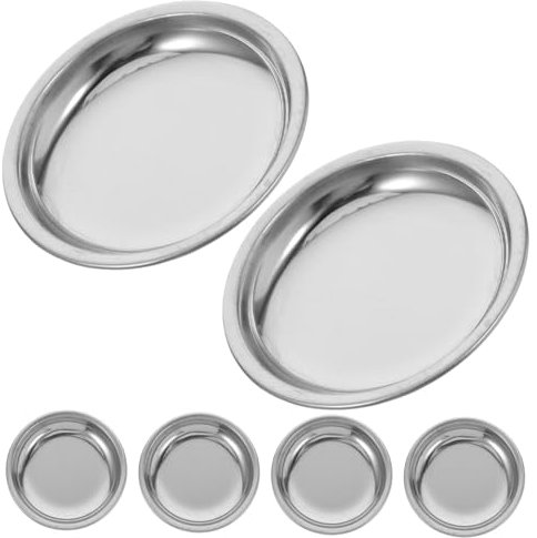 ABOOFAN Lot De 6 Soucoupes pour Sachets De Thé en Acier Inoxydable Support pour Passoire À Thé Infuseur À Café Bol en Métal Dessous De Verre Plateau À Thé Rond Entretien Facile