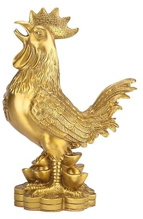 NIBHZ Messing Lucky Lucky Chicken Bronze Rooster Golden Rooster Ingot Hühnerhenne Home Wohnzimmer Feng Shui Handwerk Ornamente,Gold,20cm