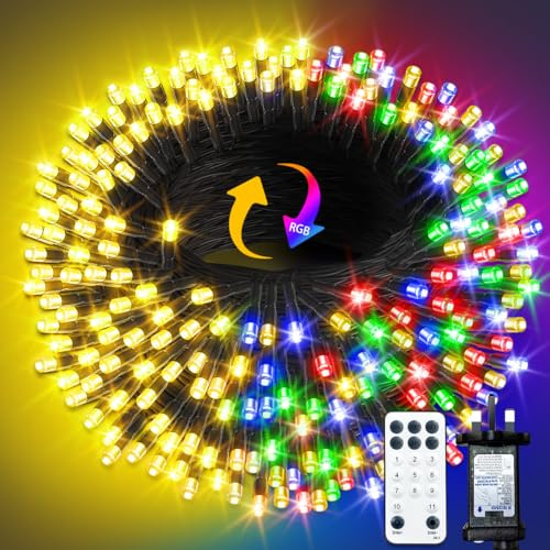 ARKOCHIC 105M Christmas Tree Lights, 1000 LED Outdoor Christmas Lights, IP65 Waterproof Fairy Light Plug in, Linkable String Light with 11 Modes/Timer for Indoor Decorations, Warmwhite/Multicolor