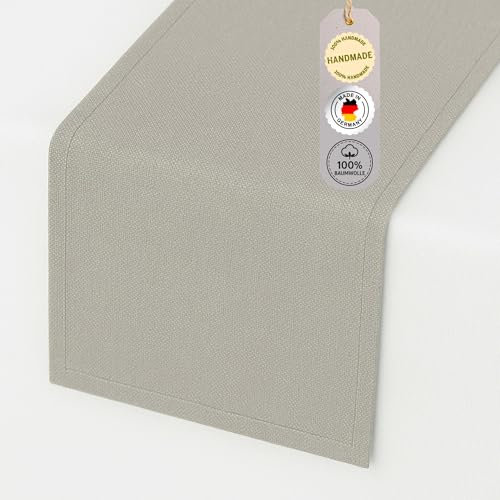 chambry Tischläufer 100% Baumwolle (Canvas) - Größe und Farbe wählbar - Handarbeit Made in Germany - nachhaltige hochwertige Tischdekoration - Sand 40cm x 200cm