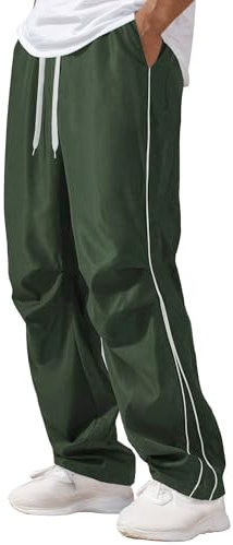 AIEOE Pantaloni da jogging da uomo Y2k Streetwear Baggy Track Pants con coulisse, taglio dritto, per il tempo libero, verde, XL