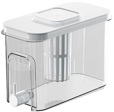 Drink Dispenser for Fridge with Spigot,Water Dispenser Leak Proof Lids Filter,Screen Beverage Juice Container,Sealed Cold Drink Jug,Fridge Drink Dispenser