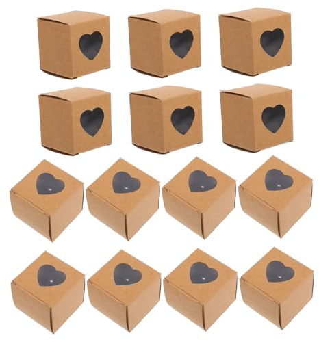 100 Papierboxen Braun Quadratisch mit Herzfenster für Süßigkeiten