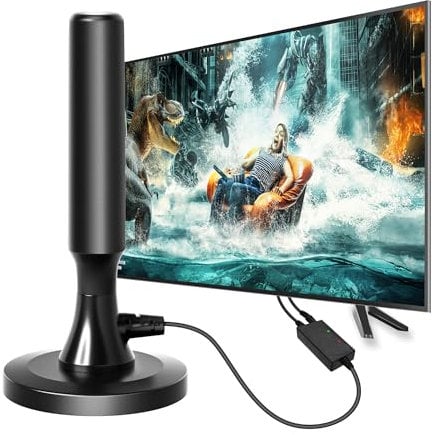 TV Aerial - Amplified TV Antenna for Smart TV 250+ Miles Long Range Support 4K 1080P All Local with Booster