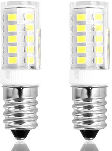 2Pcs E14 LED Corn Light Bulb 5W AC220-240V Cool White 6000K Small Edison Screw Bulb for Fridge Cooker Hood Extractor Fan Table Lights Chandeliers Crystal Lamps Not Dimmable Ceramic Base