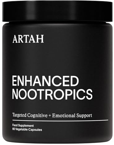ARTAH Enhanced Nootropics Ashwagandha Capsules, Unflavoured, 60 Count | 30 Day Supply. For normal mental performance and nervous system support, psychological function and daily tiredness reduction
