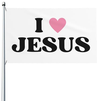Banner Ich Liebe Jesus Messing-Ösen Fahnen Lebendige Farbe Pirate Flag Für Parade Draußen Party 3X5Ft