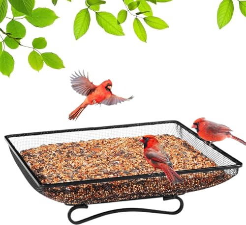 Petite Mangeoire à Oiseaux - Mangeoire Plateau Carré Au Sol | Plateau en Maille Métallique Décor de Jardin, Bol à Nourriture Carré pour Animaux Sauvages et Domestiques