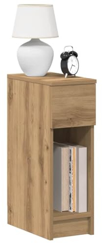 Qnhdfrt Nachttisch Schmal 20x36x60 cm Artisan-Eiche Holzwerkstoff mit Schublade Stauraum Schlafzimmer Kommode