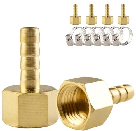 ANGEEK Raccords de tuyaux en laiton, 6 pièces 6 mm × connecteurs de tuyaux filetés mâles 1/4 pouce, avec 6 colliers de serrage, adaptés au raccordement de gaz, d'eau et de carburant