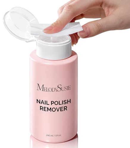 MelodySusie Acetone Nail Polish Remover, Professional Soak off Gel Nail Polish Remover with Aloe Scent, Quickly & Powerful Remover with Pump for Nail Polish Acrylic Dip Powder for Manicure, 8 Fl Oz
