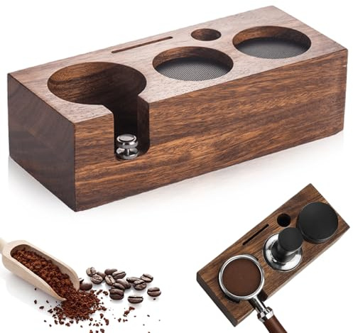 Tamperstation 51mm, Shockassist Tamperstation, Coffee Tamping Station aus Nussbaum, Coffee Tamperstation, Barista Zubehör Tamper, Kaffeefilter Tamper Halter für Espresso Kaffeemaschine Barista Zubehör