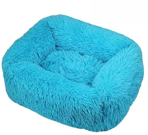 Odot Plush Dog Bed, Small Medium Large size Dogs, Square Washable Pet Bed for Cat Puppy Crate, Calming Dog Sofa, Soft and Fluffy, Non-Slip (Tea,M)