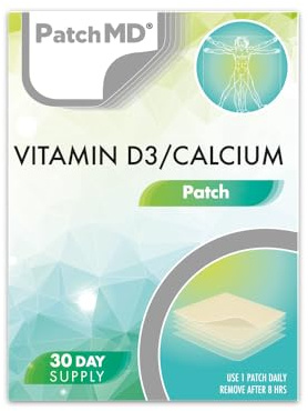 PatchMD Vitamin D3/Calcium Plus™ 30 Daily Topical Patches. 100% Natural & Vegan. Allergy & Filler Free. High Absorption More bioavailable. Suitable for Sensitive stomachs & bariatric.