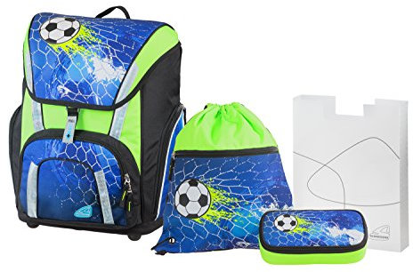Schneiders Jungen Toolbag Smart 4-teiliges Soccer Champ Schulranzen Set, Blau (Blue)