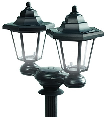 Ideaworks 3 in 1 Solar LED Lamp Post Rechargeable Patio Outdoor Garden Security Bulb Clear Lantern White Night Path Bollard 1.5M Tall Black