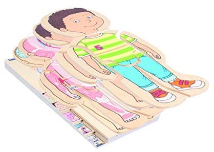 Beleduc Lagen-Puzzle Dein Körper Junge aus Holz, Anatomie Lernpuzzle für Kinder, ab 4 Jahren