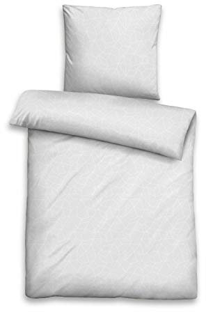 biberna 0676067 Bettwäsche Kopfkissenbezug GOTS Jacqaurd-Satin 1x 40x80 cm sturmgrau
