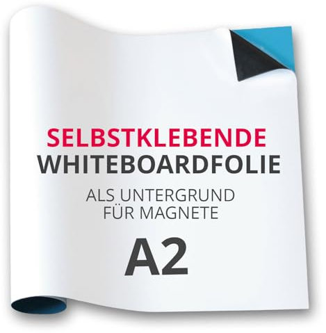Magstick Ferrofolie Whiteboard-Folie selbstklebend I DIN A2 I flexibel beschreibbar abwischbar I Haftgrund für Magnete I in weiß I mag176
