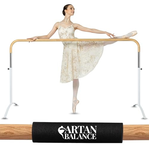 Ballet Barre Portable for Home or Studio, 6 ft Extendable to 12 ft Bar with Curved Shape, Height Adjustable from 27 to 44, Ideal for Stretch, Pilates, Dance, Active Workouts, Single Bar, Kids Adults