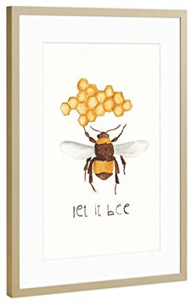 artboxONE Poster mit Rahmen Gold 60x40 cm The bee von nathys Illustration - gerahmtes Poster