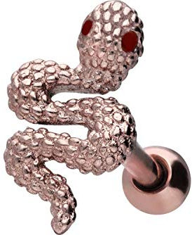 PIERCINGLINE Chirurgenstahl Ohrpiercing Schlange Ohr Stecker Piercing Schmuck Roségoldfarben