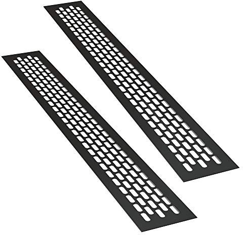 sossai® Rejillas de ventilación de aluminio - Alucratis (2 piezas) | Rectangular - dimensiones: 48 x 6 cm | Color: negro | rejilla de aire