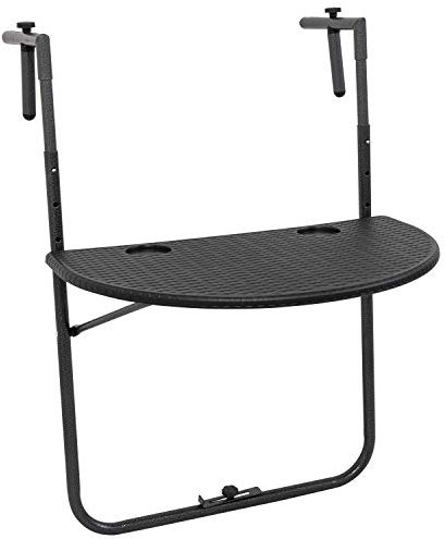 Woodside Hanging Balcony Dining Table, Adjustable Folding Patio Railing Side Table, Outdoor Garden Furniture