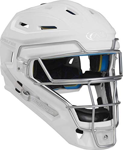 Rawlings Mach Series Catcher's Helmet | Baseball Senior Sizes | Multiple Styles Casco da baseball per bambini, bianco/bianco, Junior | 6 1/2-7