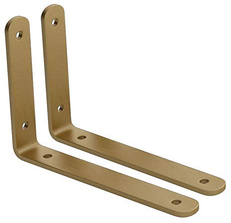 2 Pcs Supports En Étagère Flottante Equerre Metal Fixation Forme En l Support Pour Angle Support d'Étagère Murale Supports Muraux De Garage Pour Étagères,d'Or(200 * 120mm/7.9 * 4.7in)