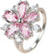 SHIYONG Anello in pietra di cristallo rosa con ciondolo in argento con anelli di nozze sottili per le donne Anello di fidanzamento con zircone fiore sposa delicato