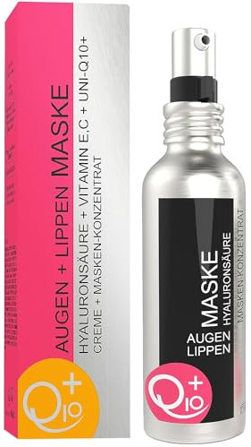 UNIQ10UE Augen Lippen Maske Vegan 100ml - mit Vitamin C, Hyaluronsäure, Q10 – Spendet langanhaltend Feuchtigkeit - Aufpolsterung, Glättung