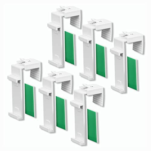 KLEMMFLEX Klemmhalter für Klemmfix Rollo, Doppelrollo, Duorollo ohne Bohren zum Klemmen und Kleben, 6 Stück, als Zubehör Ersatzteil für die Aufhängung, Befestigung am PVC, Holz-Fenster, Türflügel