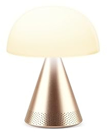 Lexon Mina L Audio 2 in 1 Mushroom Table Lamp and Wireless Bluetooth Speaker, 9 LED Color Mood Lamp for Bedrooms & Living Room & Music Player - Soft Gold