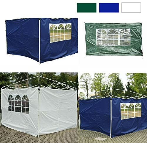 Gazebo Side Panels 2pcs - 1 with 3 Church Windows & 1 Without Window - Polyester, Waterproof, Blue, Suitable for 3x3m Gazebo