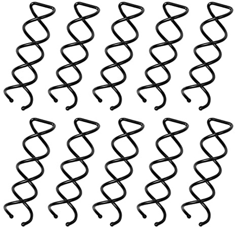 DEFUTAY Spiral Twist Hair Pins (10-Pack) – Durable Non-Scratch Corkscrew Design for Effortless Bun Hairstyles – (Black)