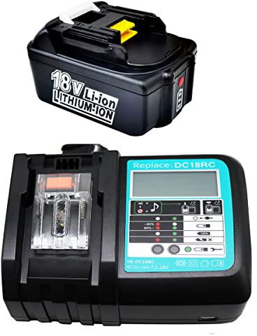 GOLEMON® 18V 5.0Ah BL1850B Battery and Charger DC18RC compatible with Makita Batteries BL1860 BL1850 BL1840 BL1830 BL1815 for Makita 18 Volt LXT Battery with LED Indicator