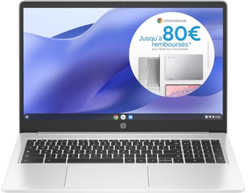 HP Chromebook 15a-na0003sf - Ordenador portátil (15,6, FHD (Intel Celeron, RAM 4 GB, eMMC 64 GB, AZERTY, ChromeOS), color gris