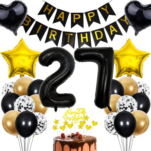 Cnrose Deko 27. Geburtstag Mann Tortendeko 27 Geburtstag Frau Männer Deko Geschenk für 27. Geburtstag Männer Rosegold Geburtstag 27 Mann 27 jahre Geburtstag deko Ballon 27 Geburtstag 27 jahre Mann