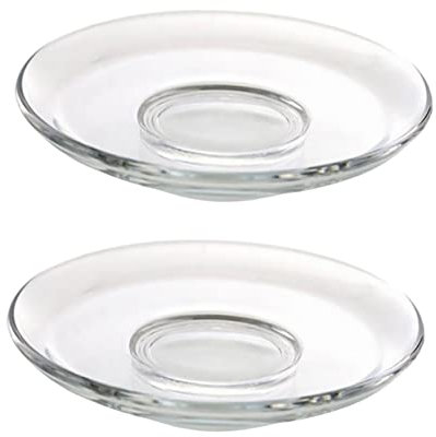 CIYODO Piattini da tè in Vetro 2 Pezzi Piattini da Rotondi per Tazzine per tè e Adatti a Ristoranti Hotel Casa Uso