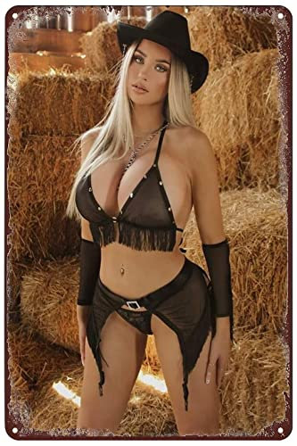 Vintage Metallschilder Pinup Cowgirl Poster Sexy Hot Woman Blechschild Wandkunst Dekor Plakette für Zuhause, Bar, Club, Café, Männerhöhle, Badezimmer, Salon, Studio, Geschäft, 20,3 x 30,5 cm