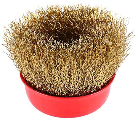 Lot de 6 brosses métalliques de 65 mm pour enlever la rouille, brosses rotatives en fil d'acier en laiton pour perceuse avec revêtement en laiton, meuleuse d'angle M14, pour enlever la rouille