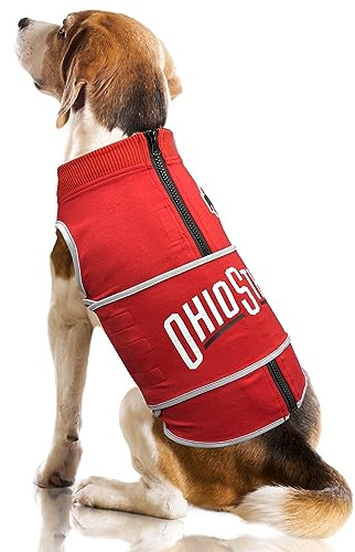 NCAA Ohio State Buckeyes Dog Anxiety Shirt Calming Soothing Vest, for Dogs Cats with Anxiety, Fears, Fireworks, Loud Noises, Dark, Lonely Keeps Dogs Calm Feeling Safe, Relaxing Jacket Small