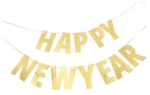 COLLBATH Neujahrsbanner Satz Für Party Dekoration Hängebanner „frohes Jahr“ Wimpelkette Aus Papier Silvesterparty Zubehör