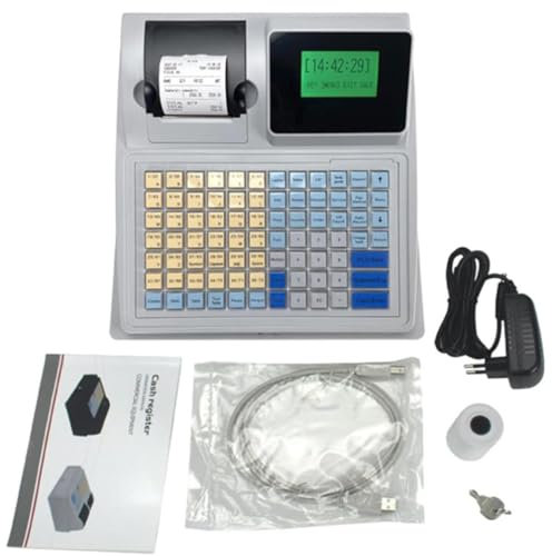 FENGSSLL 81 Tasten Elektronische Kassensystem, 8 Digitale LED Registrierkasse Einzelhandel Kassen für Handel Imbiss Laden Supermarkt