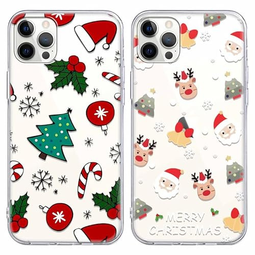 Yoedge 2 × Weihnachten Handyhülle für Apple iPhone 11 Pro Hülle 5,8, Transparent Weihnachts Schutzhülle mit Muster Aesthetic, Weich Silikon Stoßfeste Christmas Case Cover für iPhone 11 Pro, Elk