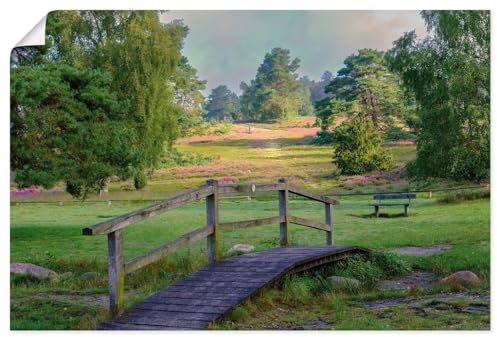ARTLAND Wanddeko Poster & Kunstdrucke Wandposter 90x60 cm Querformat Landschaften Park Natur Wiese Bäume Brücke Lüneburger Heide U4VT