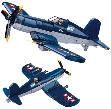 Tarcury WW2 F4U Fighter Bomber Building Bricks - Juego de 550 Piezas del ejército con 1 Soldado - Juguetes Atractivos de la Segunda Guerra Mundial para niños y Adultos