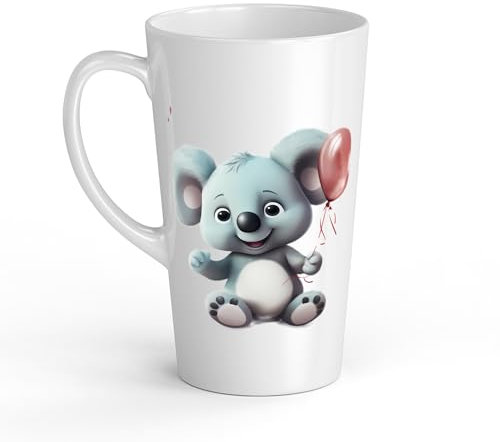 Dropful Koala Kinderbecher in weißer Keramik - Große 483 ml, Perfekt für heiße Schokolade oder Milch, Spaß und einfach zu bedienen